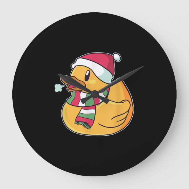 Cute Dub Duck Christmas Large Clock (Front)