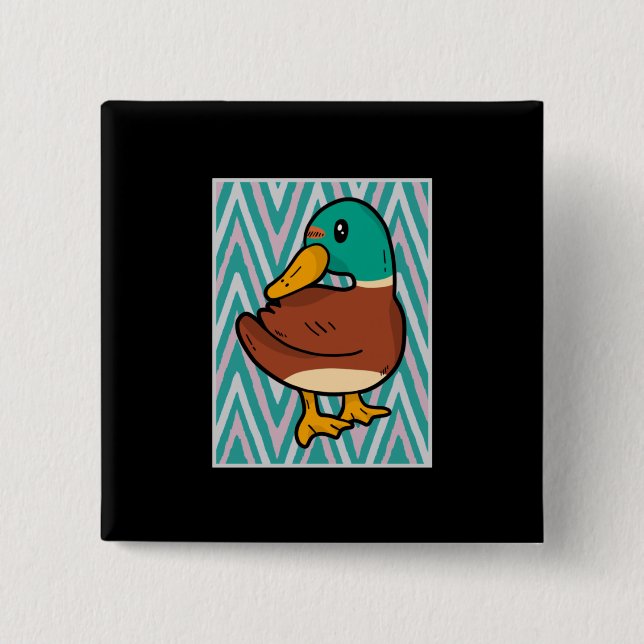 Cute Duck  2 Inch Square Button (Front)