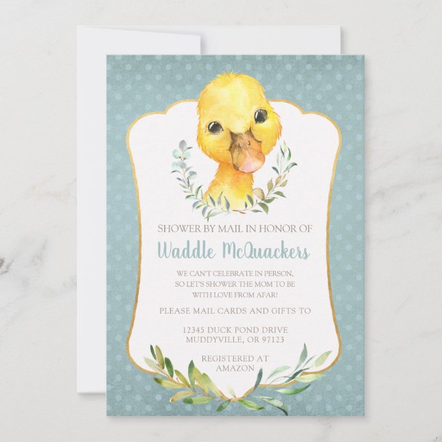 Cute Duck Baby Shower by Mail Invitation (Front)