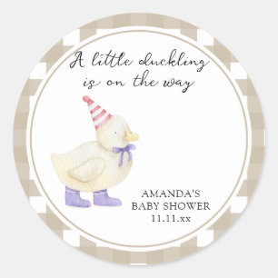 Cute Duck Baby Shower  Classic Round Sticker