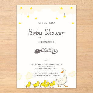 Cute Duck Baby Shower Illustration Minimal Style Acrylic Invitations