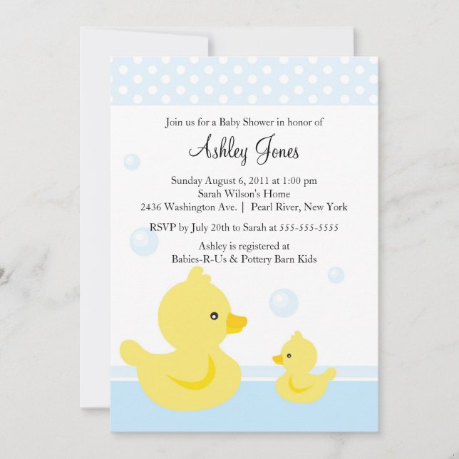 CUTE Duck Baby Shower Invitation (Front)