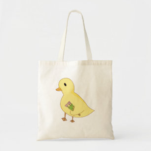 Cute Duck Carrying Flower Tote Bag