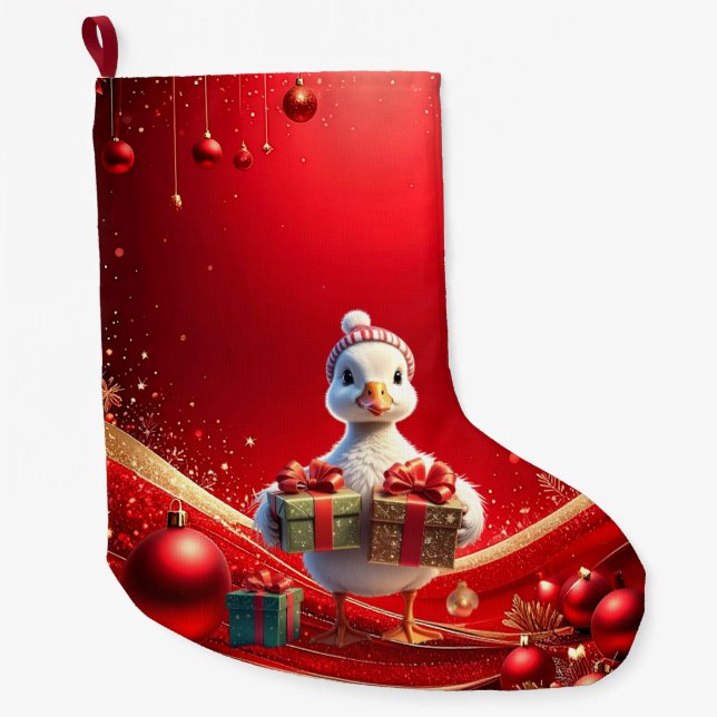Cute Duck Christmas Holiday Stocking (Front)