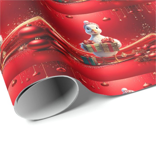 Cute Duck Christmas Holiday Wrapping Paper (Roll Corner)