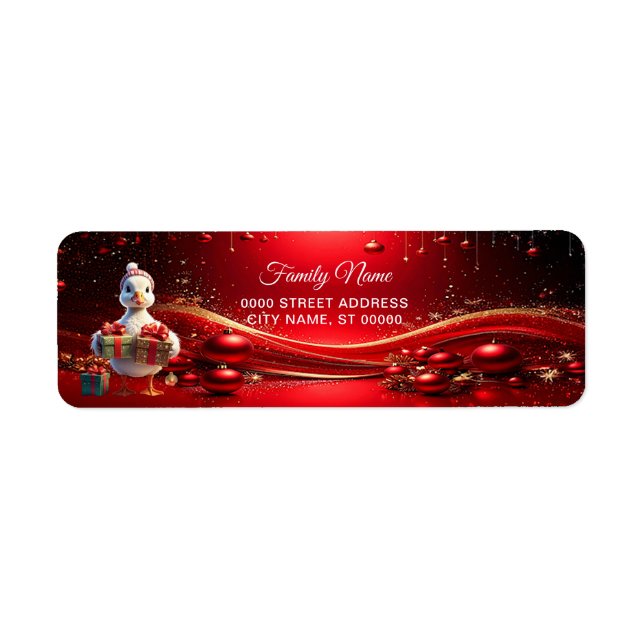 Cute Duck Christmas Return Address Label (Front)