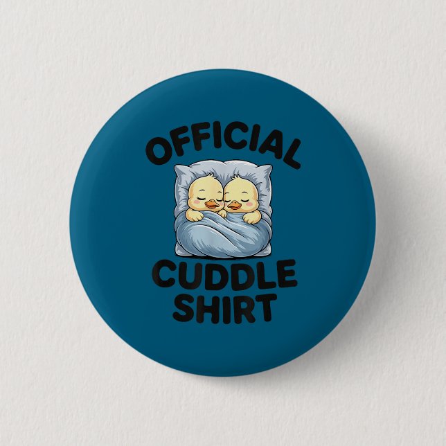 Cute Duck Couple Snuggle Cuddle  2 Inch Round Button (Front)