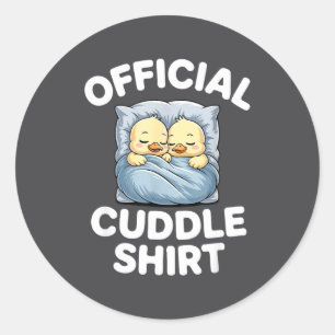 Cute Duck Couple Snuggle Cuddle  Classic Round Sticker