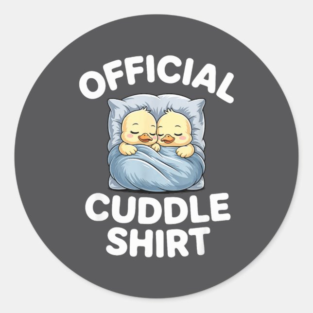 Cute Duck Couple Snuggle Cuddle  Classic Round Sticker (Front)