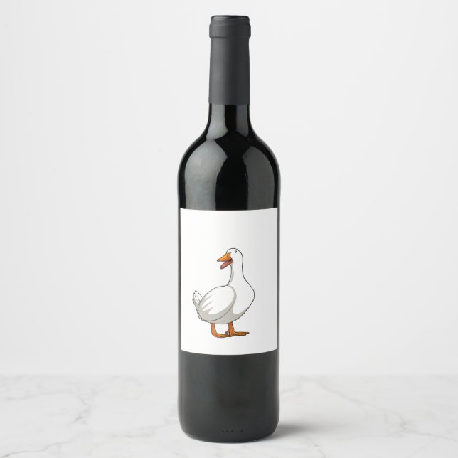 Cute Duck Design Men Waterfowl Bird Pet Duck Lover Wine Label (Front)