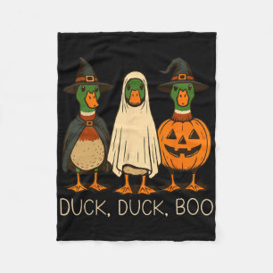 Cute Duck Duck Boo Funny Spooky Goose Halloween Fa Fleece Blanket
