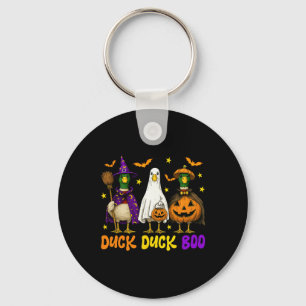 Cute Duck Duck Boo Funny Spooky Goose Halloween Fa Keychain