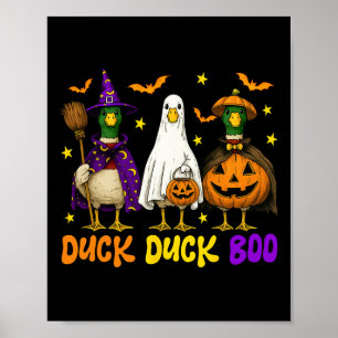 Cute Duck Duck Boo Funny Spooky Goose Halloween Fa Poster