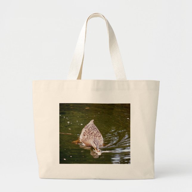 Cute Duck Feeding Large Tote Bag (Front)