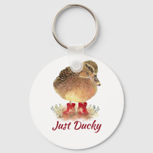 Cute Duck Fun Quote "Just Ducky"  Keychain