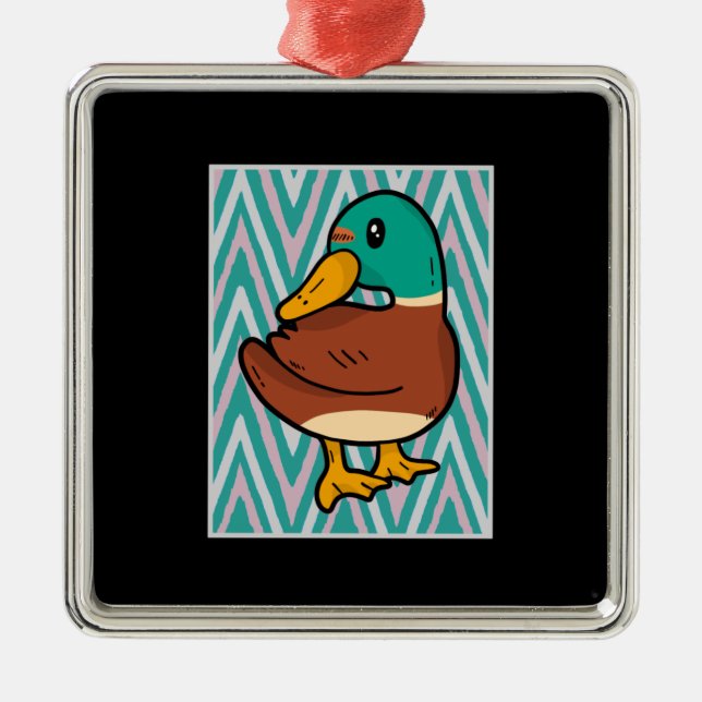 Cute Duck Metal Ornament (Front)