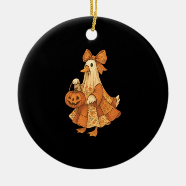 Cute Duck Patchwork Halloween Party Ceramic Ornament (Front)