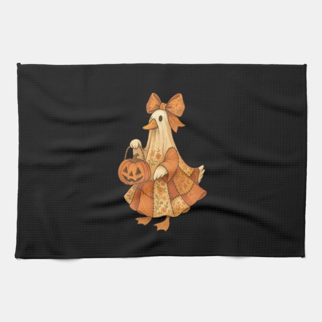 Cute Duck Patchwork Halloween Party Kitchen Towel (Horizontal)