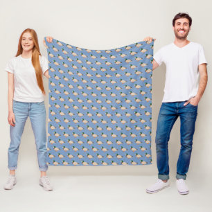 Cute Duck Pattern on Blue Fleece Blanket