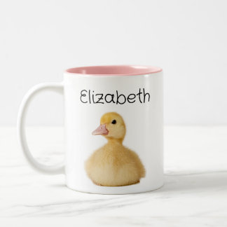 Cute Duck Personalized Name Two-Tone Coffee Mug