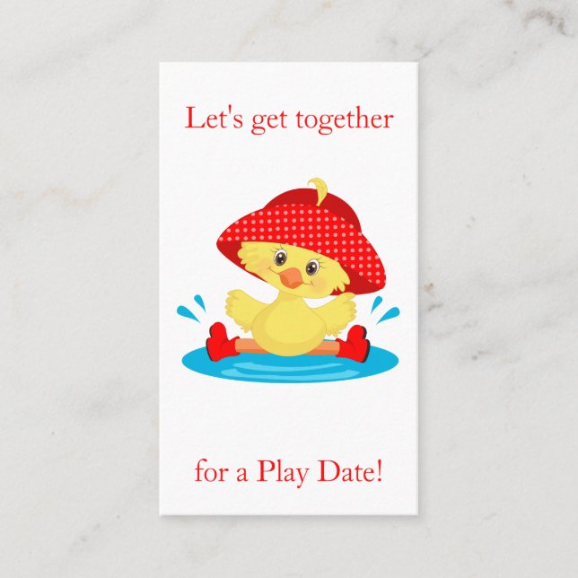 Cute Duck Playdate Calling Card (Front)