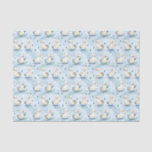 Cute Duck Pond Baby Boy Pattern,Watercolor Nursery Tissue Paper