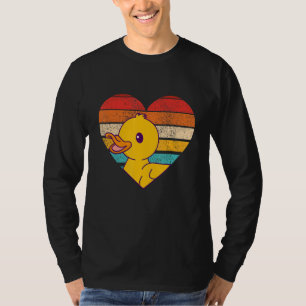 Cute Duck Retro Heart Shape Vintage T-Shirt