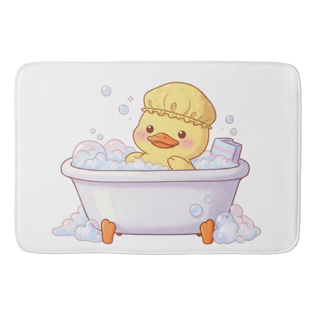 Cute Duck Taking a Bubble Bath Mat (Front)