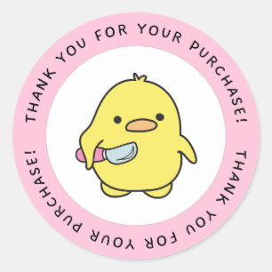 Cute Duck Thank you for your Purchase Business Classic Round Sticker