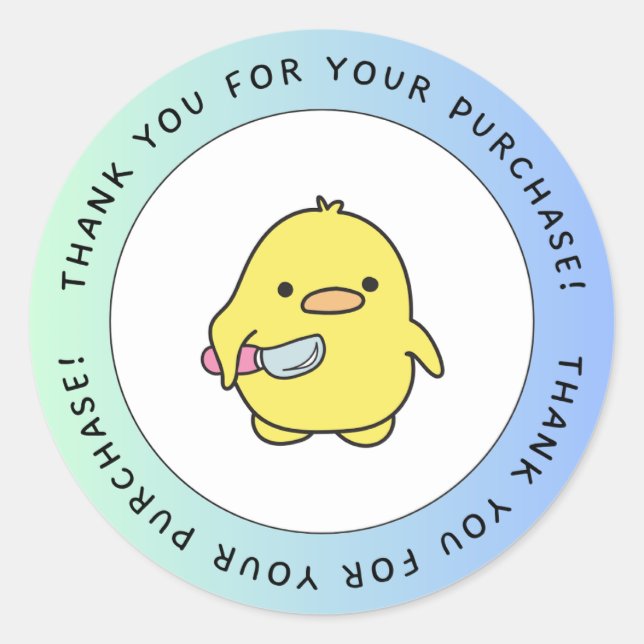 Cute Duck Thank You Sticker (Devant)