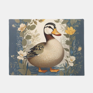 Cute Duck Vintage Floral Nature Inspired Doormat