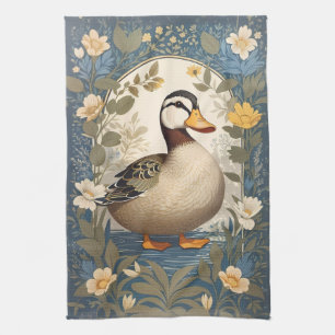 Cute Duck Vintage Floral Nature Inspired Kitchen Towel