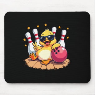 Cute Duck With Sungles Duck Playing Bowling For Me Mouse Pad