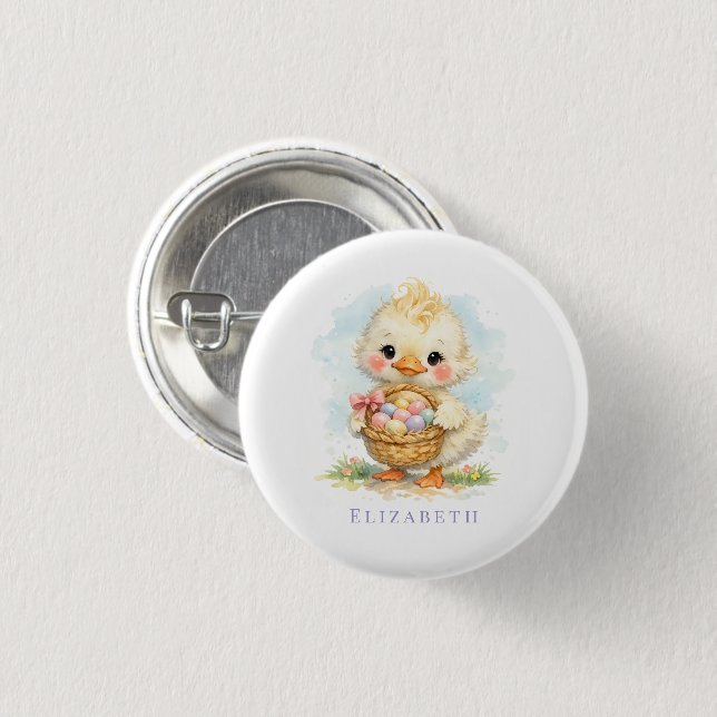 Cute Duckling Easter Egg Party 1 Inch Round Button (Front & Back)