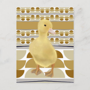 Cute Duckling Golden Brown Semi Circle Geometric Postcard