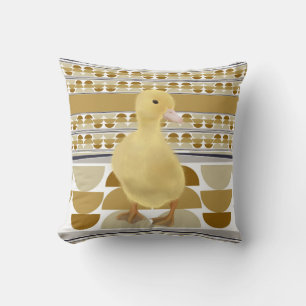 Cute Duckling Golden Brown Semi Circle Geometric Throw Pillow