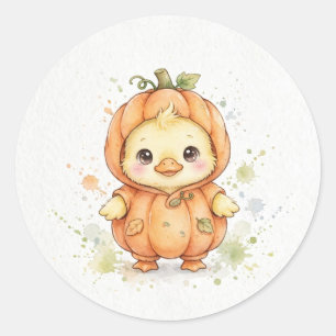 Cute Duckling Pumpkin Costume Classic Round Sticker