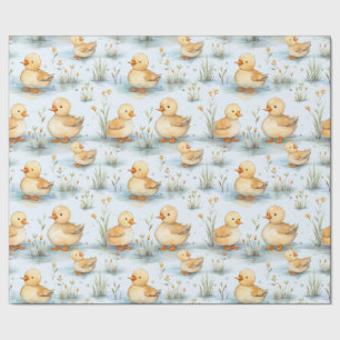 Cute Duckling Spring Baby Shower Gender Reveal  Wrapping Paper