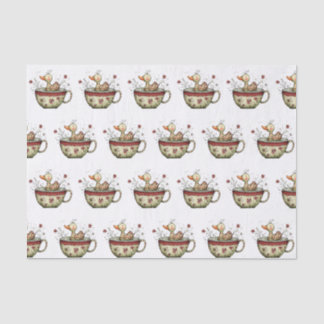 Cute Duckling Teacup Wildflower Whimsical Tissue Paper