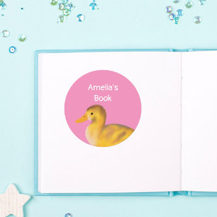 Cute Duckling This book belongs to Personalized Classic Round Sticker
