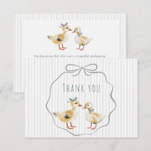 Cute Duckling Watercolor Boy Baby Shower Thank You Card