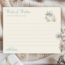 Cute Duckling with Ribbon Baby Shower Advice Card