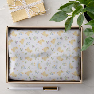 Cute Ducklings and Wildflowers Pattern Tissue Paper