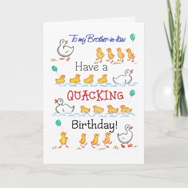 Cute Ducklings Quacking Birthday, Brother-in-law Card (Front)