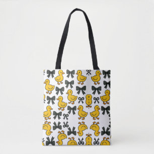 Cute Ducks & Bows Pattern Tote Bag