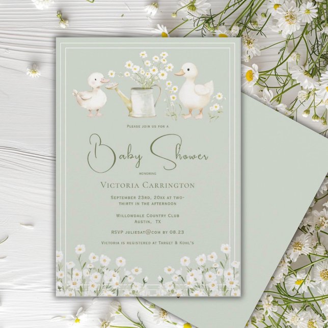 Cute Ducks & Daisies Baby Shower Invitation (Creator Uploaded)