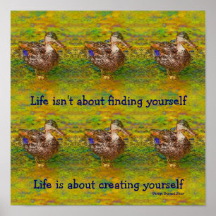 Cute Ducks Life Inspirational Quote Poster