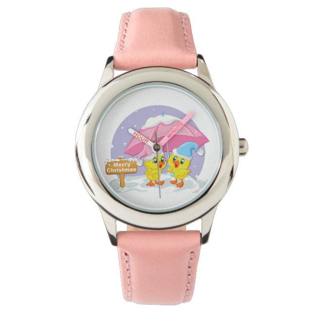 Cute Ducks Merry Christmas Watch (Front)