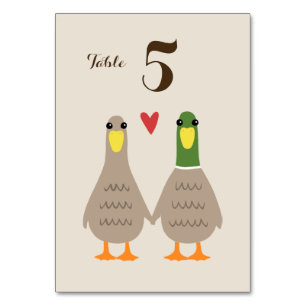 Cute Ducks Wedding   Happy Newlywed Couple Table Number