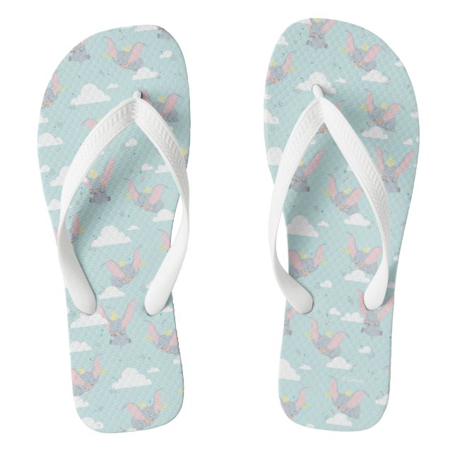 Cute Dumbo Blue Tribal Pattern Flip Flops (Footbed)